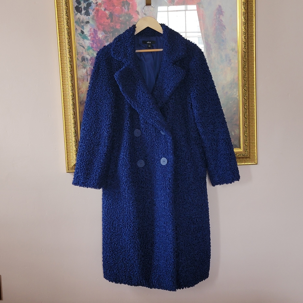 Ellos Royal Blue Boucle Teddy Jacket